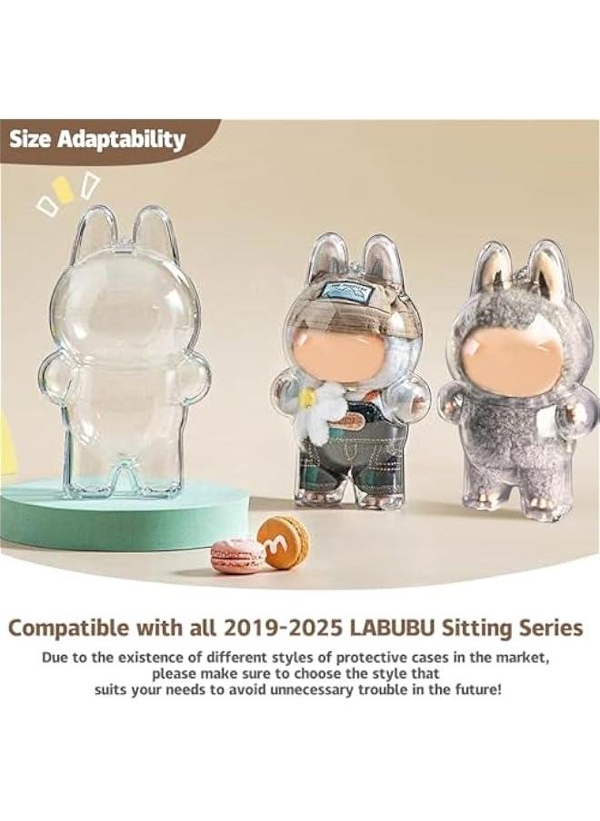 Arabest Clear Figure Display Case Compatible with LABUBU Have a Seat Plush Toy, Protective Cover with Keychain,Transparent PVC Bag for Storage(Standing)  - Image 5