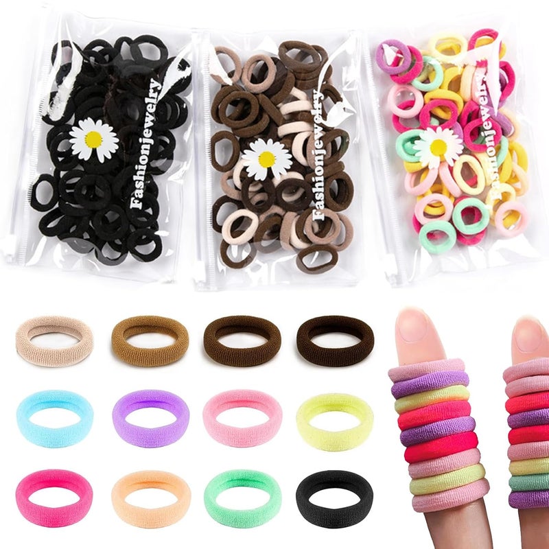 Bluezoo 300Pcs Baby Hair Ties Soft Nylon Seamless Small Elastics Ponytail Holders for Little Girls Toddler Kids Teens Women No Pull No Damage Hair Bands Accessories 12 Colors Diameter 08In BlueZOO - Image 2