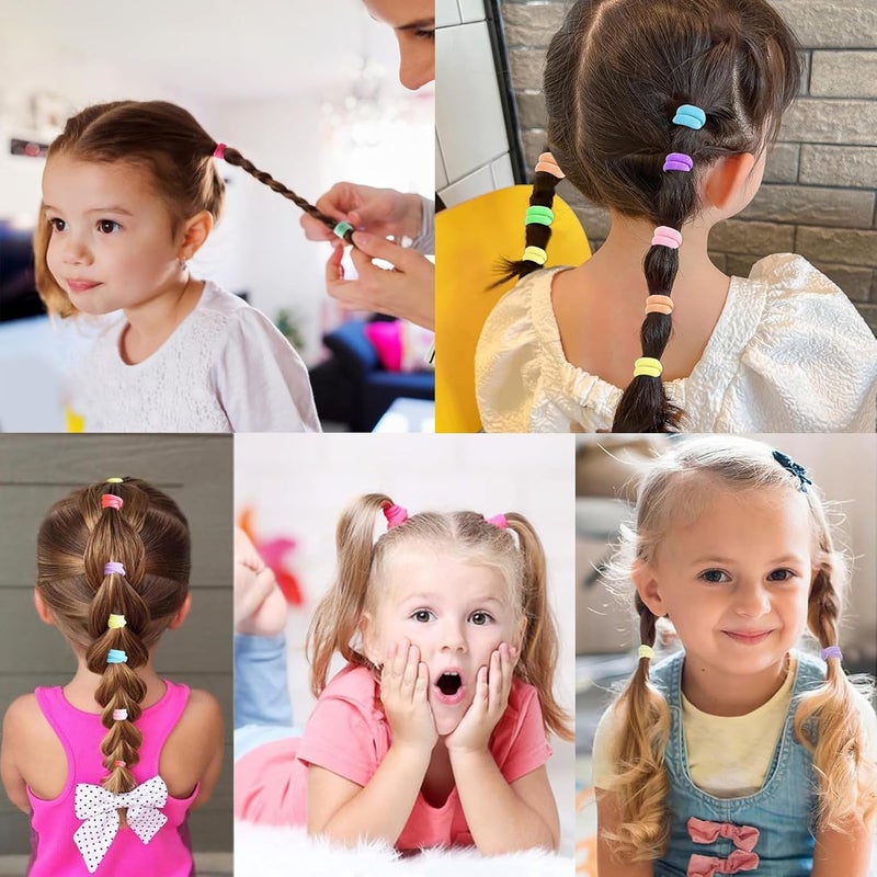 Bluezoo 300Pcs Baby Hair Ties Soft Nylon Seamless Small Elastics Ponytail Holders for Little Girls Toddler Kids Teens Women No Pull No Damage Hair Bands Accessories 12 Colors Diameter 08In BlueZOO - Image 5