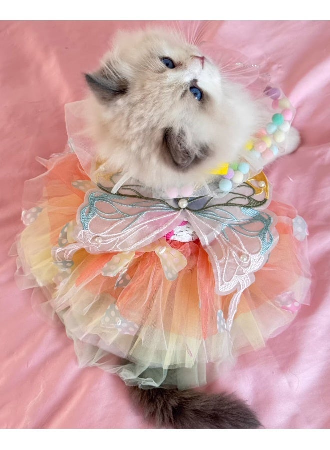 GMORO Pet Dog Dress Pet Cat Dress for Girl and Boy Doggy Cats Rabbit Fancy Adorable Striped Mesh Dress Princess Petite Vest Doggie Bowknot Dresses for Small Dogs Pomeranian Chihuahua Skirt Pet Puppy M - Image 5
