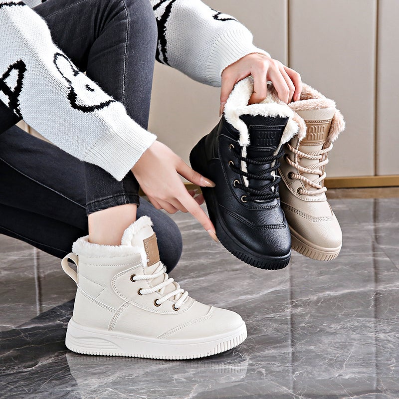 Fleece-Lined High Top Shoes Women'S Winter Thick Warm Cotton Shoes Snow Boots Sneaker - Image 5