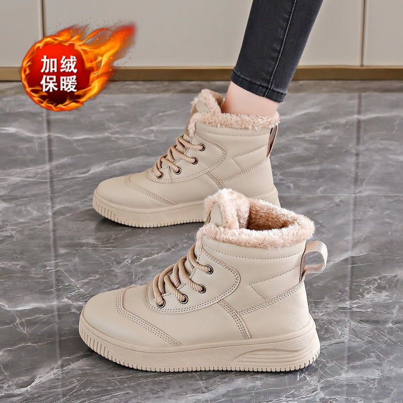 Fleece-Lined High Top Shoes Women'S Winter Thick Warm Cotton Shoes Snow Boots Sneaker - Image 2
