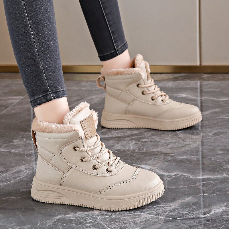 Fleece-Lined High Top Shoes Women'S Winter Thick Warm Cotton Shoes Snow Boots Sneaker - Image 4