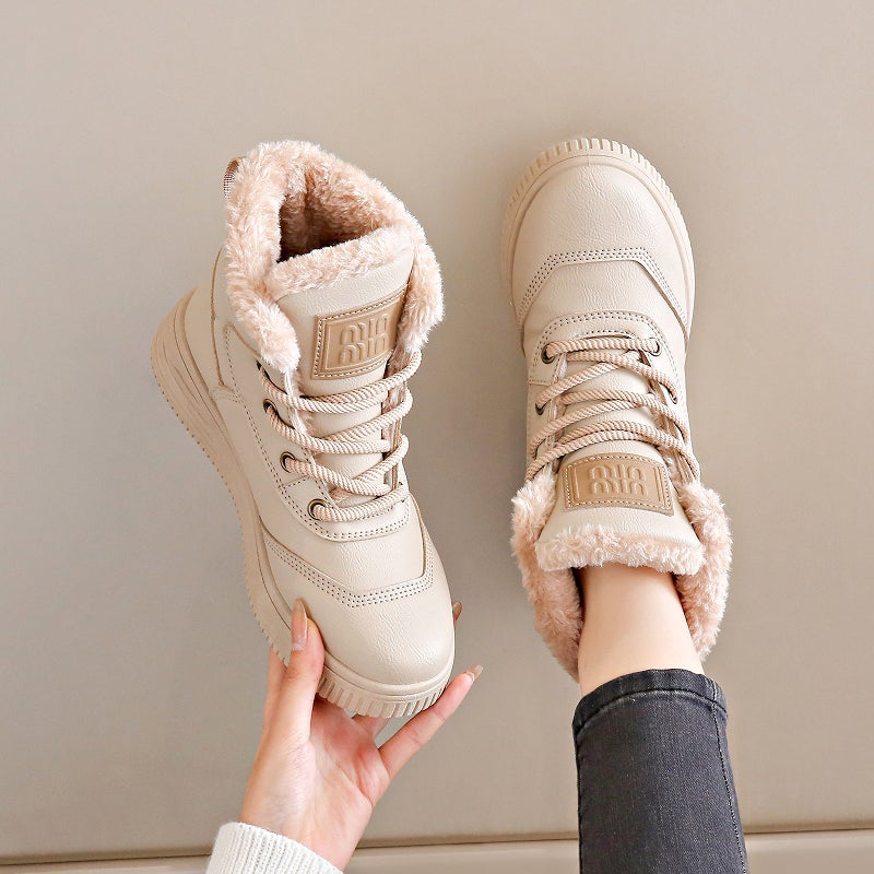 Fleece-Lined High Top Shoes Women'S Winter Thick Warm Cotton Shoes Snow Boots Sneaker - Image 3