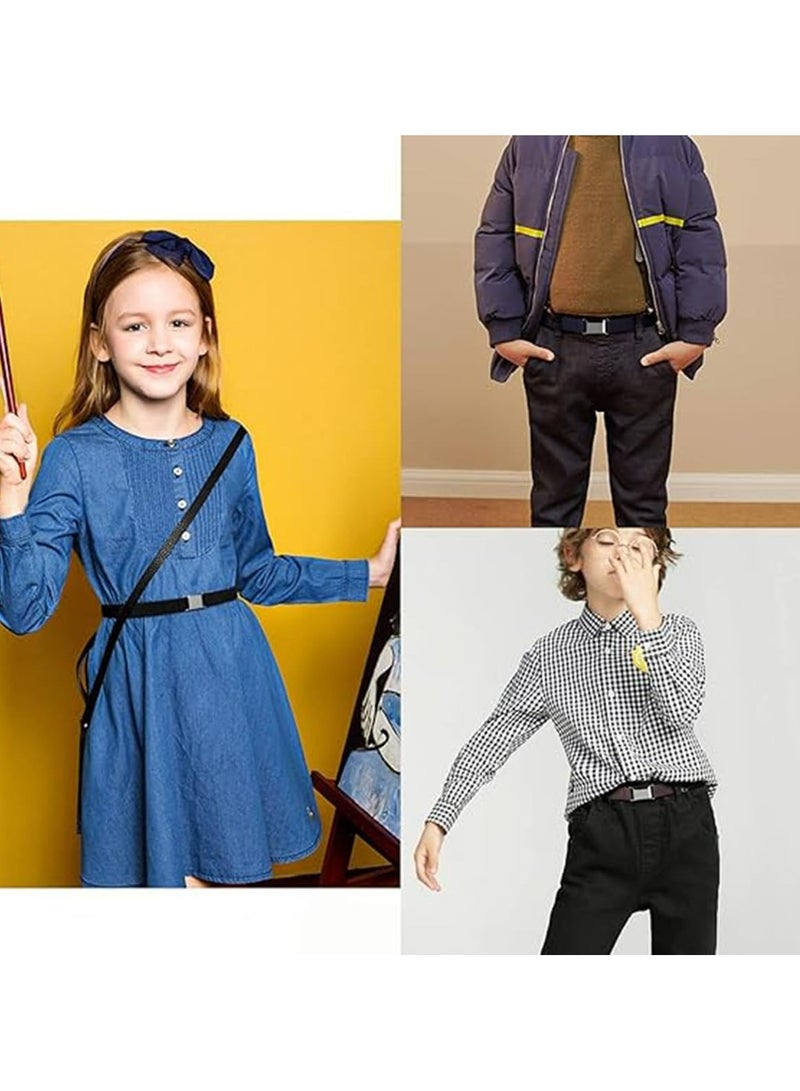 CMGTYYD. ٣ قطع من أحزمة الأطفال المرنة القابلة للتعديل، أحزمة للأطفال الصغار، أحزمة للزي الرسمي قابلة للتعديل مع مشبك مربع فضي، مناسبة للأولاد والبنات، مقاس واحد. - Image 3