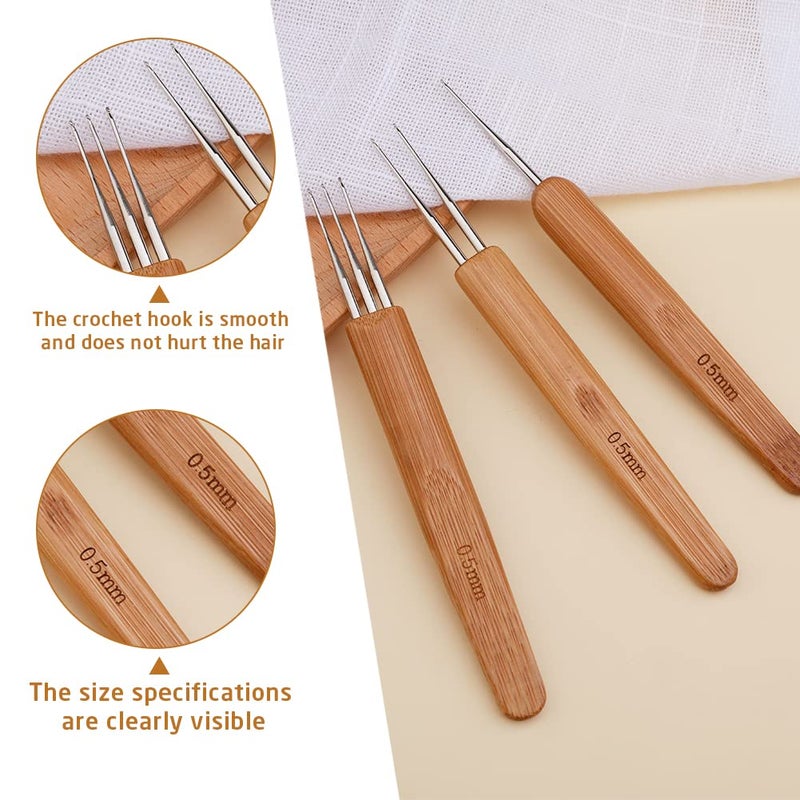 QMNNMA Loc Crochet Needle, 48 Pcs Dreadlock Crochet Hook Tool, 6 Dreadlock Crochet Needle for Hair, Different Size Bent Latch Hook, Crochet Hooks for Hair Braiding with Case - Image 3