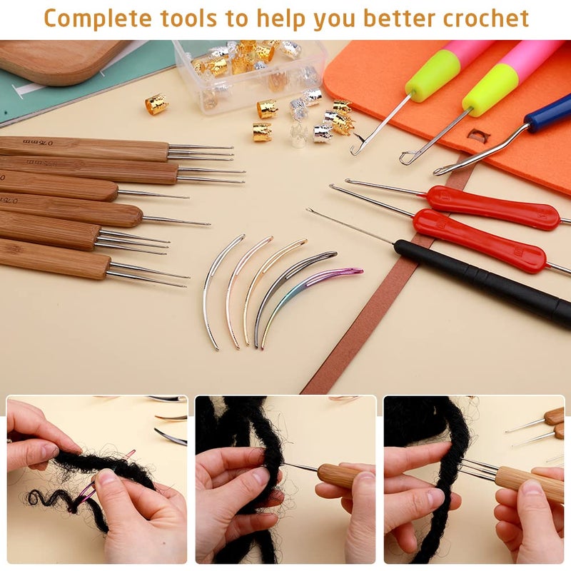QMNNMA Loc Crochet Needle, 48 Pcs Dreadlock Crochet Hook Tool, 6 Dreadlock Crochet Needle for Hair, Different Size Bent Latch Hook, Crochet Hooks for Hair Braiding with Case - Image 5