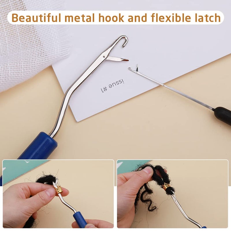QMNNMA Loc Crochet Needle, 48 Pcs Dreadlock Crochet Hook Tool, 6 Dreadlock Crochet Needle for Hair, Different Size Bent Latch Hook, Crochet Hooks for Hair Braiding with Case - Image 4