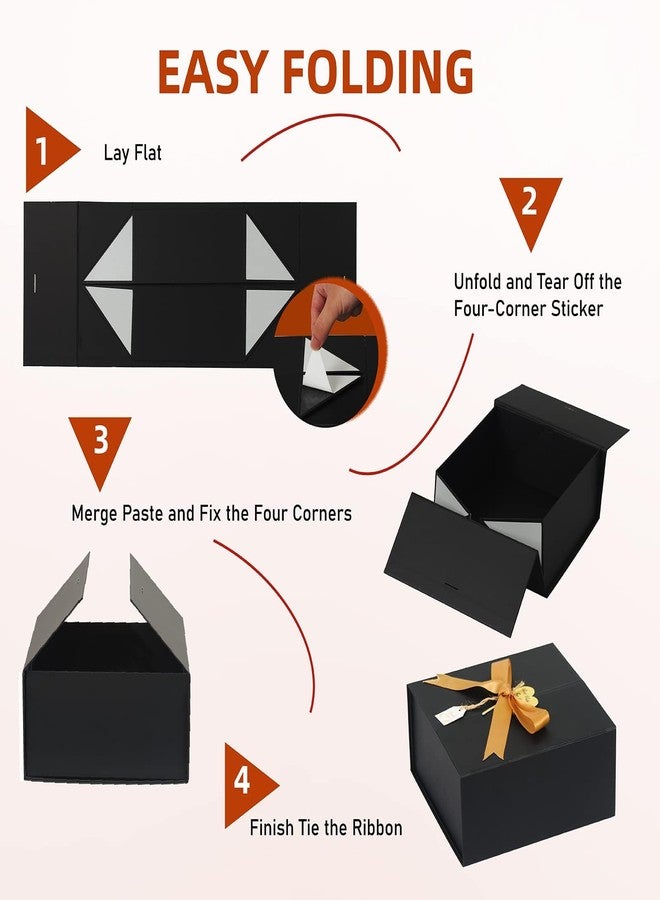 CHARMGIFTBOX 18 x 18 x 7.6cm (7x7x3 Inch) Gift Boxes with Lids, Small Black Gift Box with Ribbon Card Fancy Gift Wrap Boxes for Festival Anniversary Groomsmen Proposal Weddings Boyfriend Father's Day - Image 5