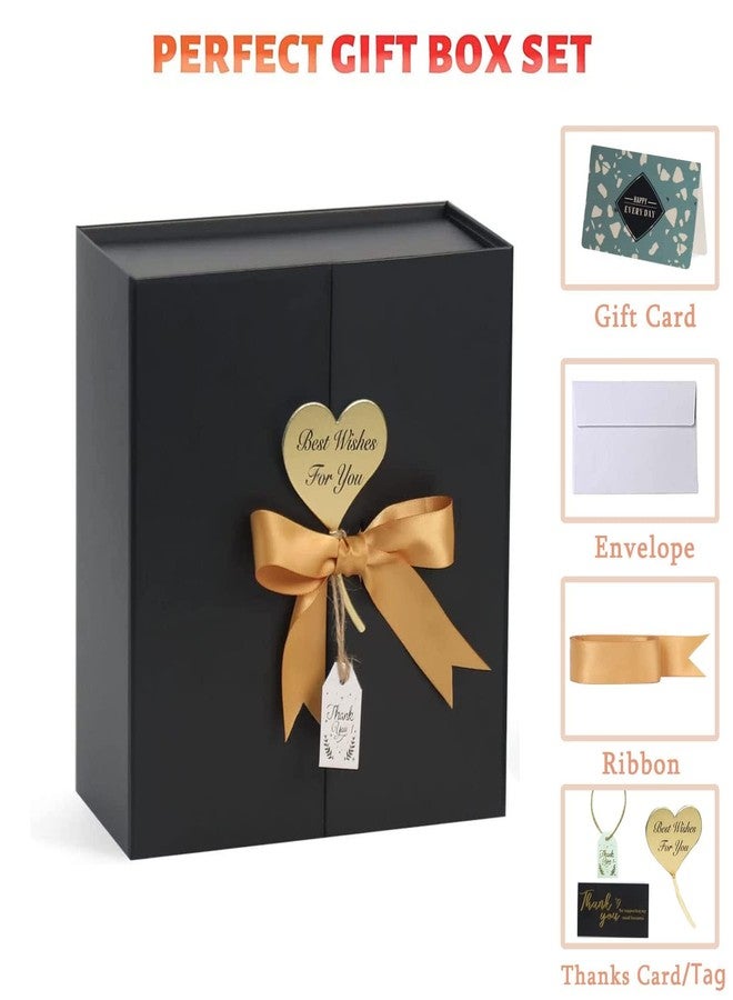 CHARMGIFTBOX 18 x 18 x 7.6cm (7x7x3 Inch) Gift Boxes with Lids, Small Black Gift Box with Ribbon Card Fancy Gift Wrap Boxes for Festival Anniversary Groomsmen Proposal Weddings Boyfriend Father's Day - Image 2