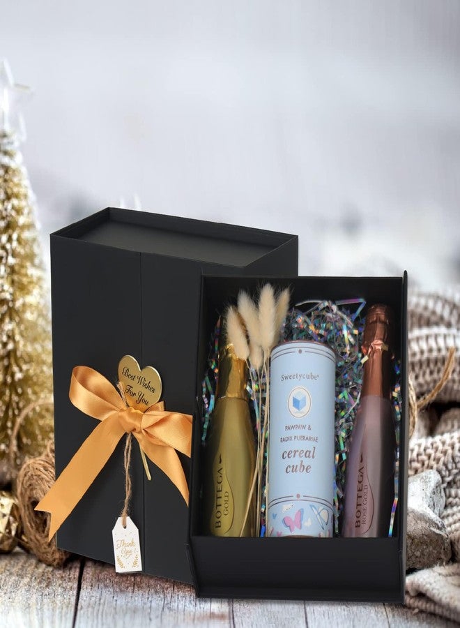 CHARMGIFTBOX 18 x 18 x 7.6cm (7x7x3 Inch) Gift Boxes with Lids, Small Black Gift Box with Ribbon Card Fancy Gift Wrap Boxes for Festival Anniversary Groomsmen Proposal Weddings Boyfriend Father's Day - Image 3