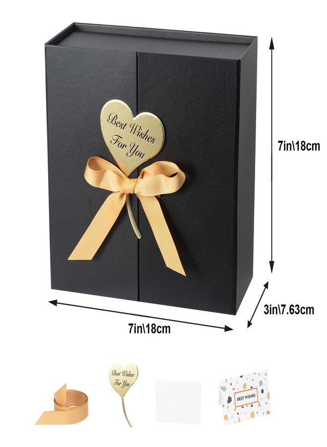 CHARMGIFTBOX 18 x 18 x 7.6cm (7x7x3 Inch) Gift Boxes with Lids, Small Black Gift Box with Ribbon Card Fancy Gift Wrap Boxes for Festival Anniversary Groomsmen Proposal Weddings Boyfriend Father's Day - Image 4