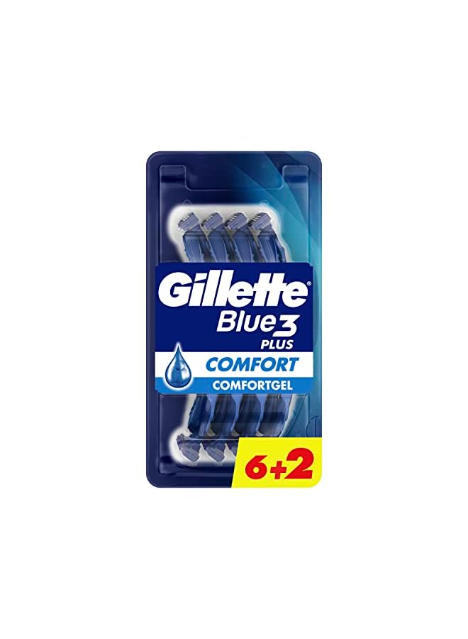 Gillette Blue 3 Disposable Razors With Comfort Gel For Men 8 Pieces - Image 2