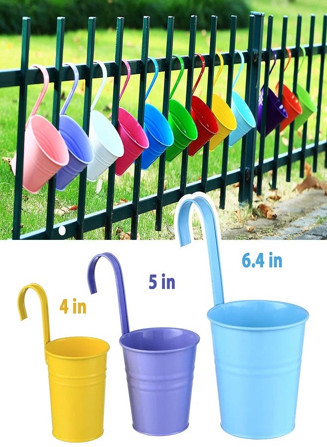 Planterhoma 12 Pack Balcony Planters Railing Hanging, Colorful Railing Planter 6.4 Inch Plant Pots with Drainage Holes Hanging Plant Holder Indoor Hanging Planter Outdoor Flower Pots - Image 4