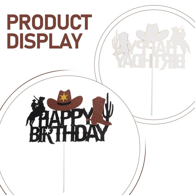 Western Cowboy Cake Toppers 5pcs Party Picks Mexican Birthday Decorations For Boys - Image 4
