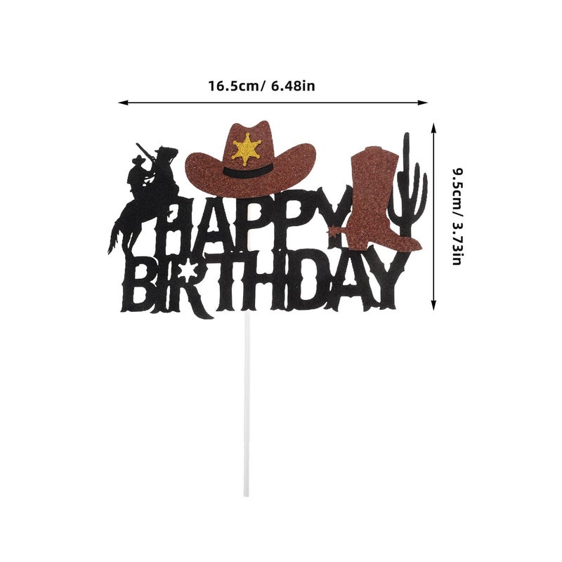 Western Cowboy Cake Toppers 5pcs Party Picks Mexican Birthday Decorations For Boys - Image 3