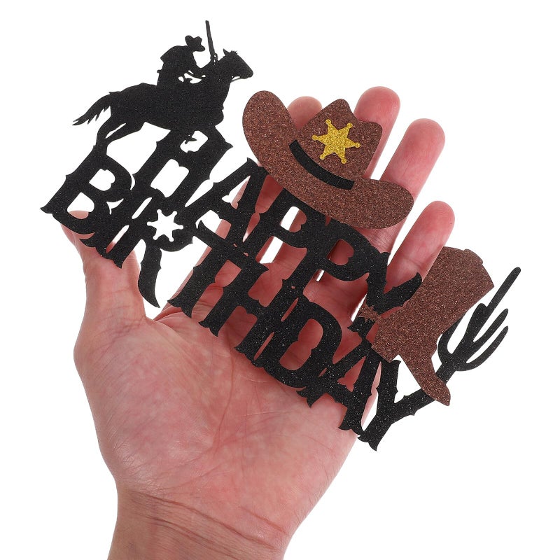 Western Cowboy Cake Toppers 5pcs Party Picks Mexican Birthday Decorations For Boys - Image 5