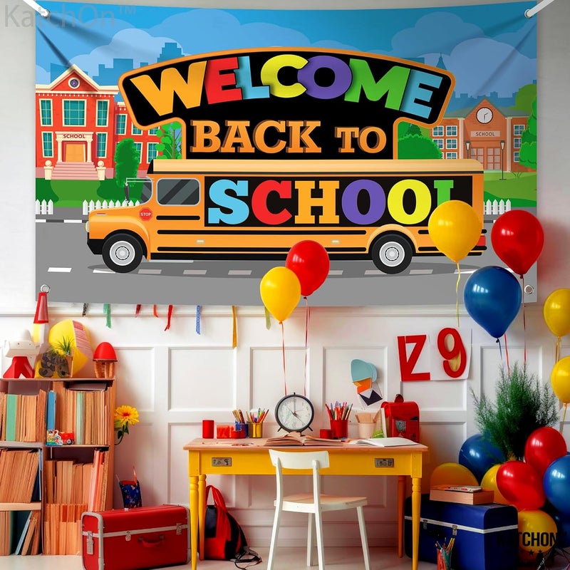 ARS Back to School Banner Backdrop, First Day of School Welcome Photography Background, Reusable School Party Decorations Banner for Teachers, Students, Classroom, Kindergarten & School Events - Image 3