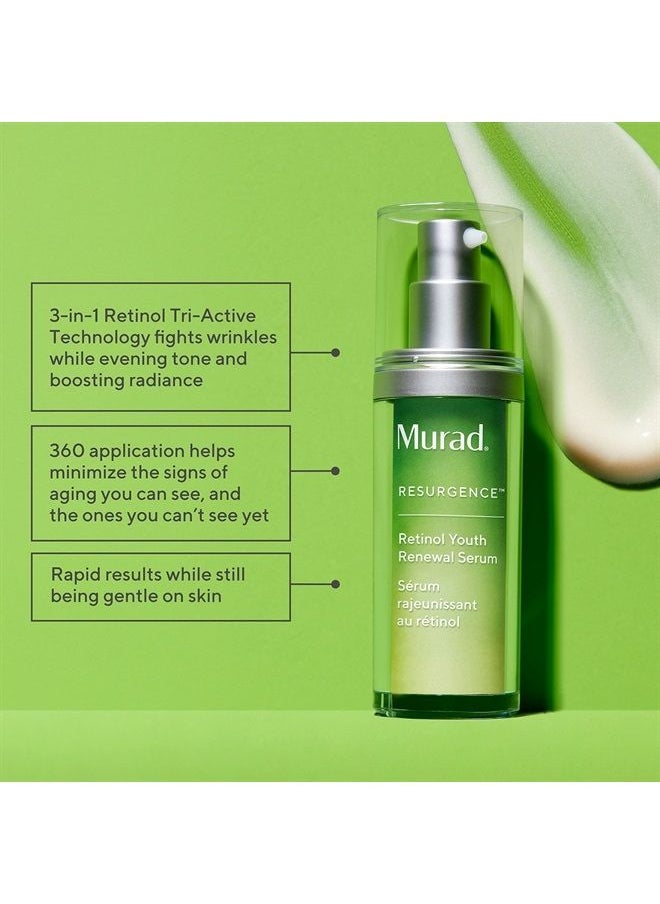 Murad Youth Renewal Retinol Trial Kit – 3-Piece Trial-Size Kit $102 Value - Anti-Aging Retinol Skincare Set - Retinol Serum for Face, Retinol Eye Serum, & Retinol Night Cream 