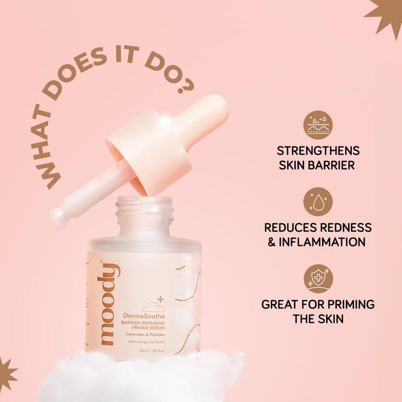 Moody Derma Soothe Barrier Repairing Serum With Peptides Ceramides AntiAgeing Serum Sensitive Skin Serum Serum For Combination Skin Suitable For All Skin Type 20 ml - Image 2