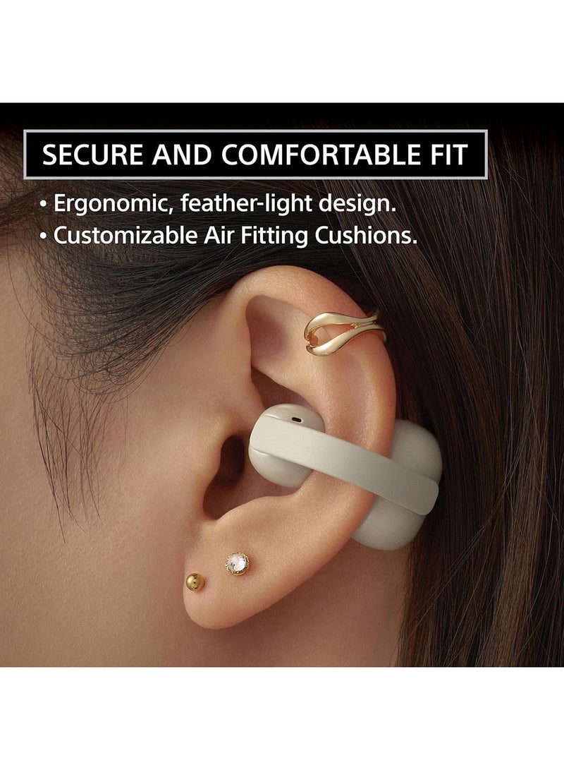 Sony WF-LC900 LinkBuds Clip Wireless Earbuds with Open-Ear Design, Bluetooth 5.3, 37 Hours Battery Life, Greige - Image 4