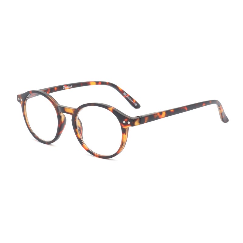 OPULIZE REY Reading Glasses for Women Men, Retro Round Frame with Spring Hinges, Matte Brown Tortoiseshell +2.00 (Pack of 1) - Image 2