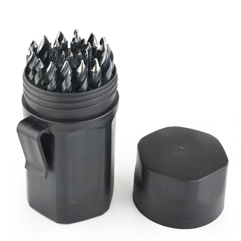 Stark USA 29 Pieces Turbo Step Stepped Point Tip Drill Bit Spiral Shank Set M35 Cobalt Drilling Acrylic Steel Hard Metal 116 to 12 Round Case - Image 2