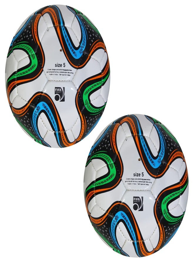 WIKIGO Multi Color Football Pack of 2 | Water Resistant Best for Wet, Muddy and Grass Surface | Size 5 | Football for Training & Match Practice Outdoor Soccer Ball Rubber - Image 1