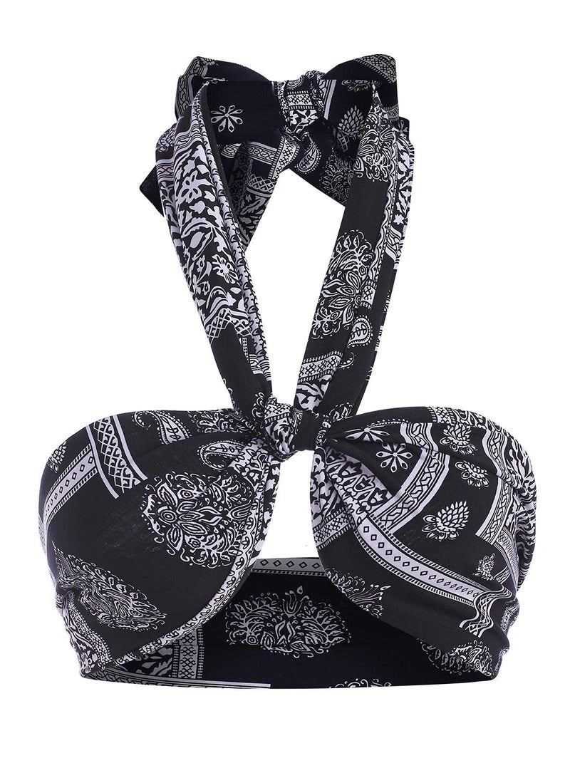 ZAFUL Women's Chain Print Multiway Crop Tank Top Cutout Bohemian Floral Wrap Top - Image 4