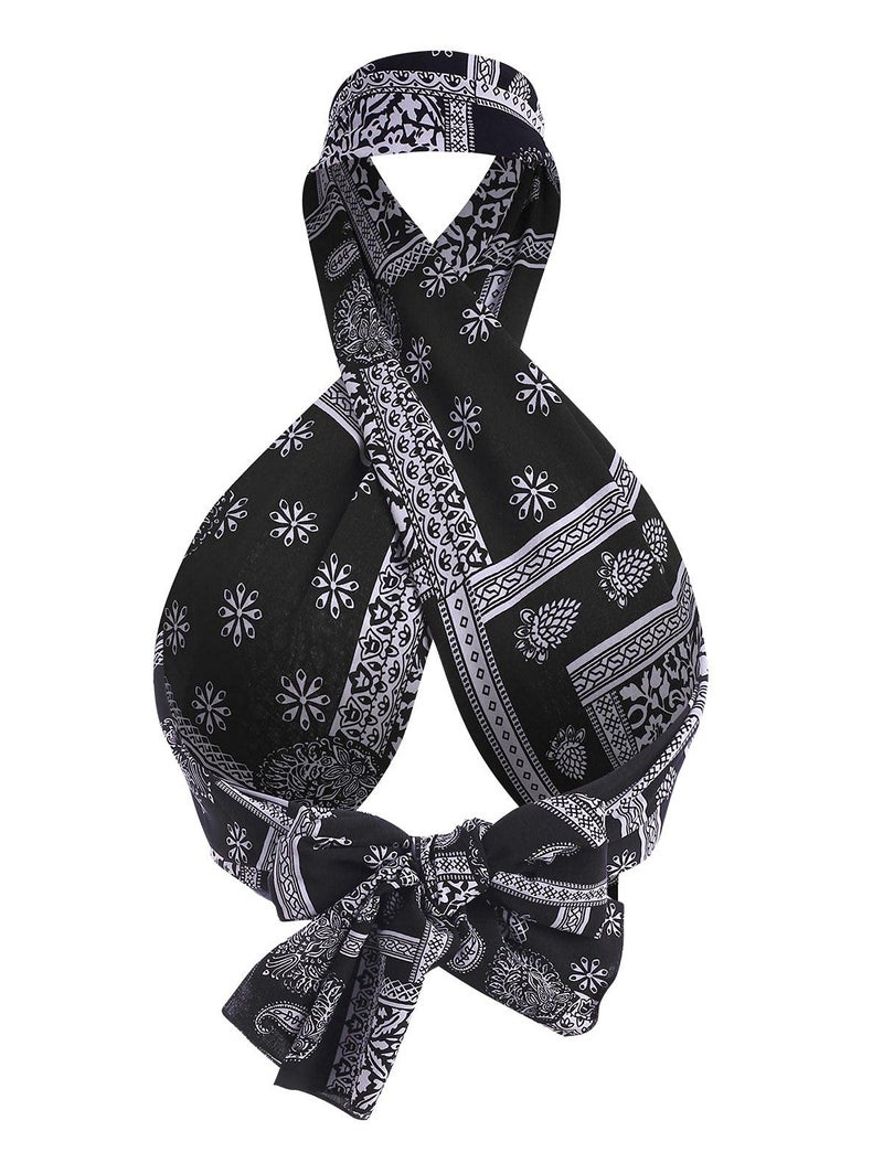 ZAFUL Women's Chain Print Multiway Crop Tank Top Cutout Bohemian Floral Wrap Top - Image 2