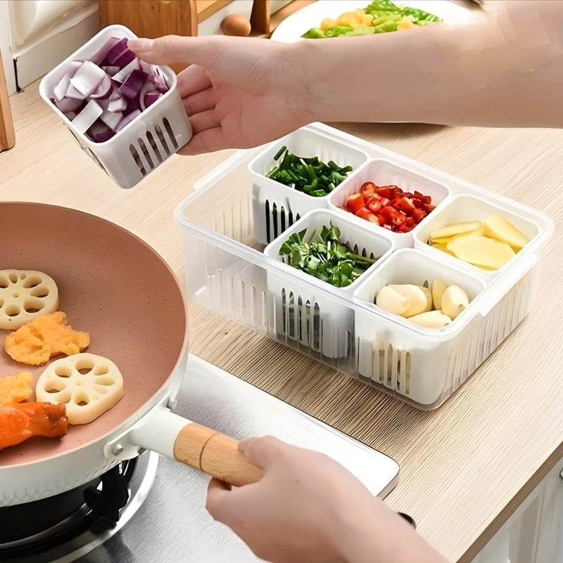 HORPIN Plastic Fridge Storage Boxes Freezer Storage Containers Container For Kitchen Storage Set Storage In Kitchen Vegetable StorageRefrigerator Food Box6 Grid BoxPack Of 2Multicolor 2 - Image 3