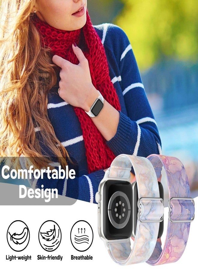 Vanet Nylon Printed Pattern Elastic Bands Compatible with Apple Watch 38mm 40mm 41mm Women Men, 4 Pack Soft Strentchy Sport Breathable Replacement Wristbands Compatible for Apple iWatch SE Series - Image 2