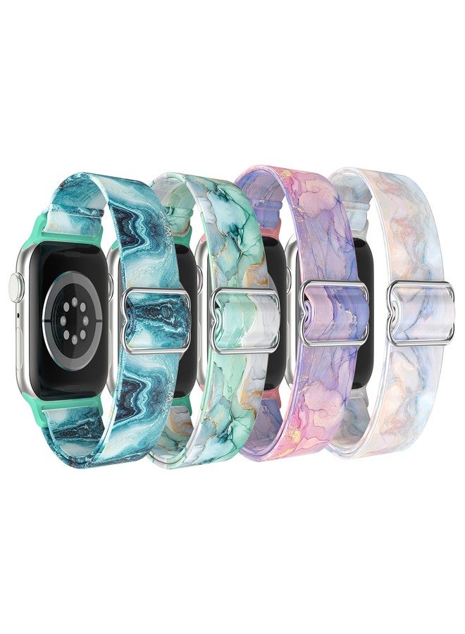Vanet Nylon Printed Pattern Elastic Bands Compatible with Apple Watch 38mm 40mm 41mm Women Men, 4 Pack Soft Strentchy Sport Breathable Replacement Wristbands Compatible for Apple iWatch SE Series - Image 1