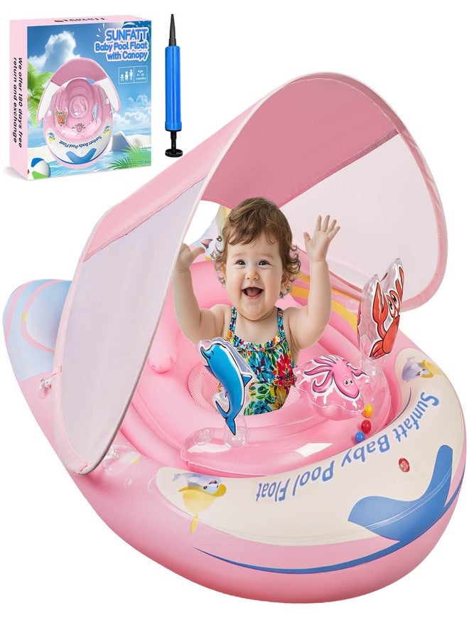 SUNFATT Baby Float with Canopy,Baby Floaties 6-12 Months with UPF 50+ Sun Protection & Toy Play Console,Tdooler Float Features an Adjustable Safety Seat for Girls,Toddler,Infant Aged 6-36 Months. - Image 1
