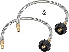 GasSaf GasSaf 24 inch RV Propane Hose Stainless Steel Braid Connector with Type 1 Connection x 1/4 Inch Inverted Male  - Image 1