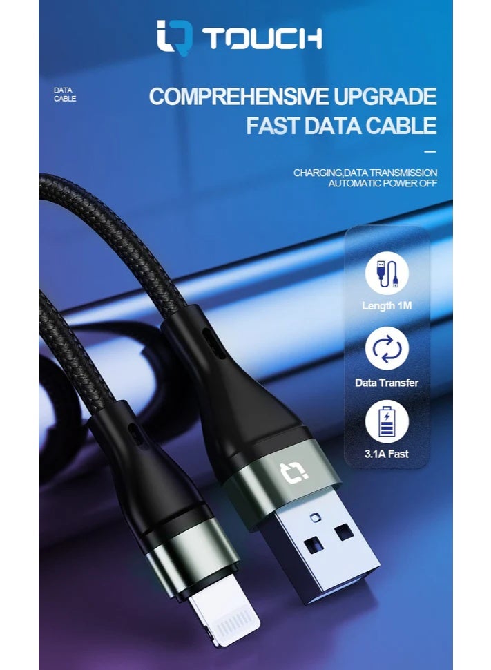 IQ TOUCH 1M Nylon Braided USB-A to Lightening Charging Cable - ICHARGE-IQ-L1 - Image 3