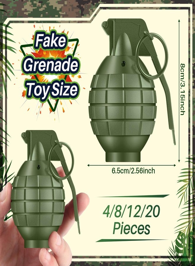 Sratte 4 Pcs Toy Hand Grenades with Realistic Sound Effects and Flashing Light, Plastic Fake Grenades Military for Army Role Play Prop (Green) - Image 3