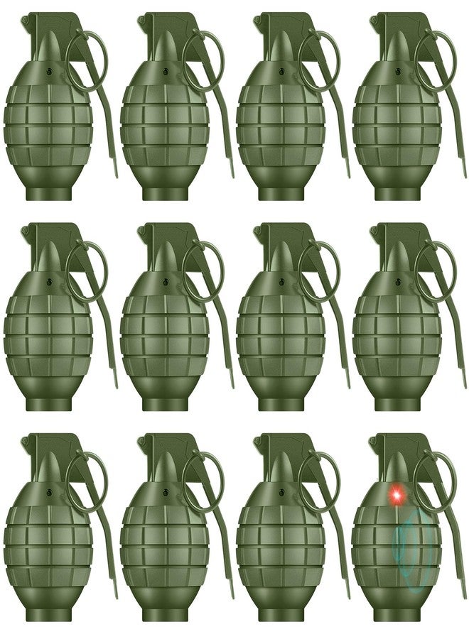 Sratte 4 Pcs Toy Hand Grenades with Realistic Sound Effects and Flashing Light, Plastic Fake Grenades Military for Army Role Play Prop (Green) - Image 1
