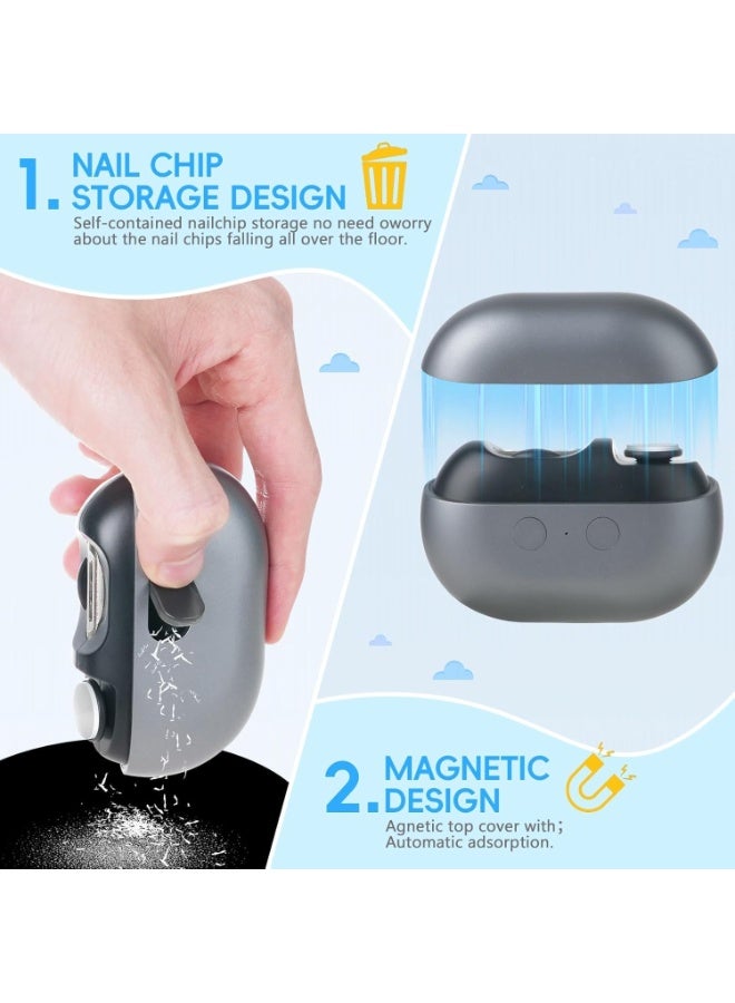 BlueFire Automatic Electric Nail Clipper 3-in-1 for Babies, Kids & Adults 💅 USB Rechargeable Nail Trimmer & Polisher with LED Light, Quiet Operation, Safety Hidden Blades, Nail Clippings Storage, 2-Speed Adjustable Grooming Tool for Fingernails & Toenails - Image 3