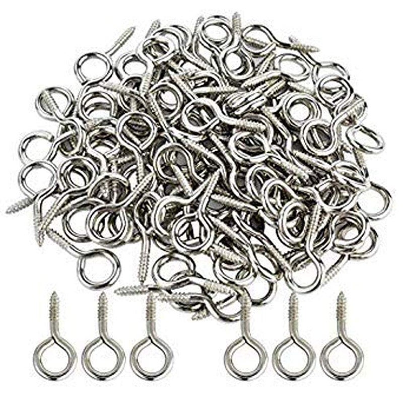 DIY Crafts Diy Crafts CTDIYHI37514 1 Inch Small Screw Eyes Metal Eye Screw Hooks Self Tapping Screws Hook Ring Eyelet Hooks Silver Pack of 30 Rust Proof Coating Gold  - Image 5