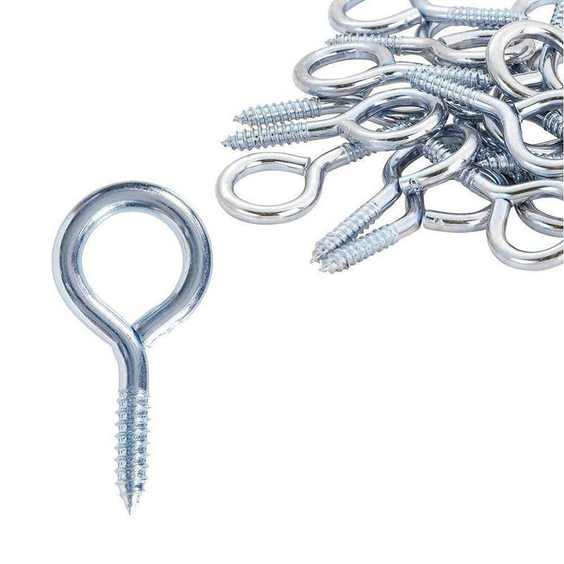 DIY Crafts Diy Crafts CTDIYHI37514 1 Inch Small Screw Eyes Metal Eye Screw Hooks Self Tapping Screws Hook Ring Eyelet Hooks Silver Pack of 30 Rust Proof Coating Gold  - Image 2