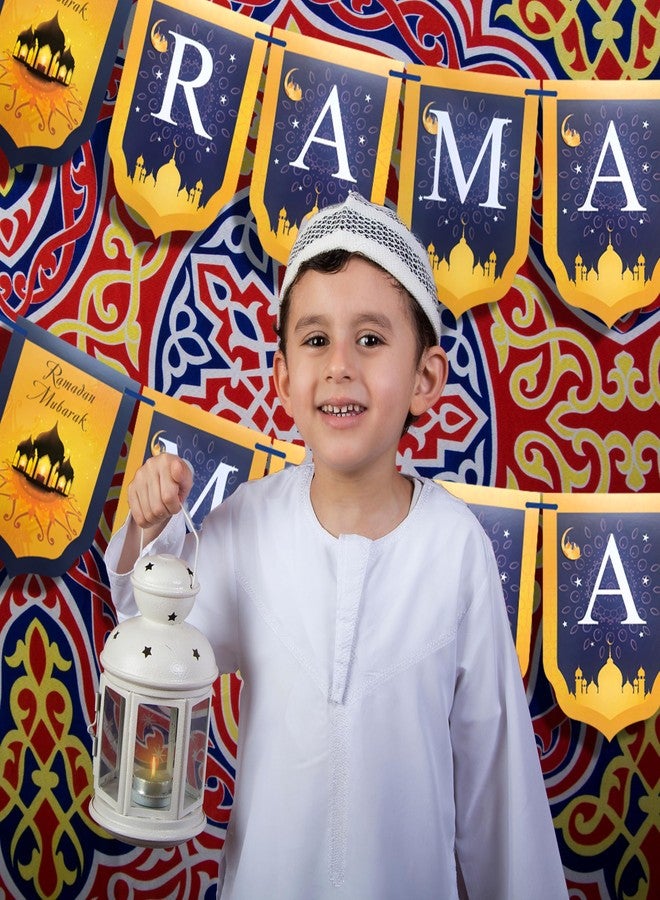 Yummuely لافتة "رمضان مبارك" من يومولي، لافتة رمضان، هدية إسلامية للمسلمين في رمضان وعيد الفطر، زينة معلقة للمهرجانات للمنزل، رف الموقد، المدفأة، الجدار، لوازم الحفلات (ذهبي وأزرق) - Image 4