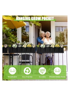 SYOSI 2 Pcs Hanging Grow Bags with Pockets Horizontal Wall Planter with 20 Zip Ties Hanging Flower Bags Fence Hanging Planters for Outdoor Plants Home Decoration(100*30cm)  - Image 3