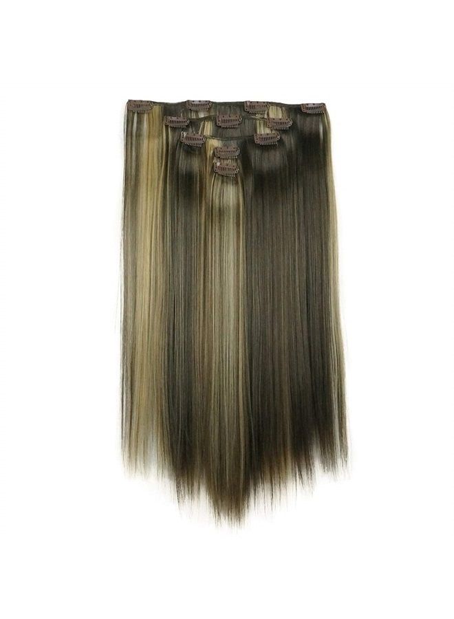 20" Long Straight 5 PCS Set Hair Extension Thick Clip in on Synthetic Extensions for Women (8TT124)