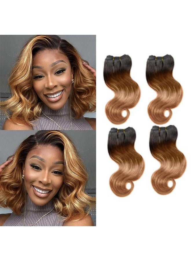 hengya Ombre Human Hair Bundles Body Wave 4 Bundle Human Hair 12A Virgin Unprocessed Human Hair Short Bundles Ombre Blonde Bundles(8888，1B/30） - Image 1