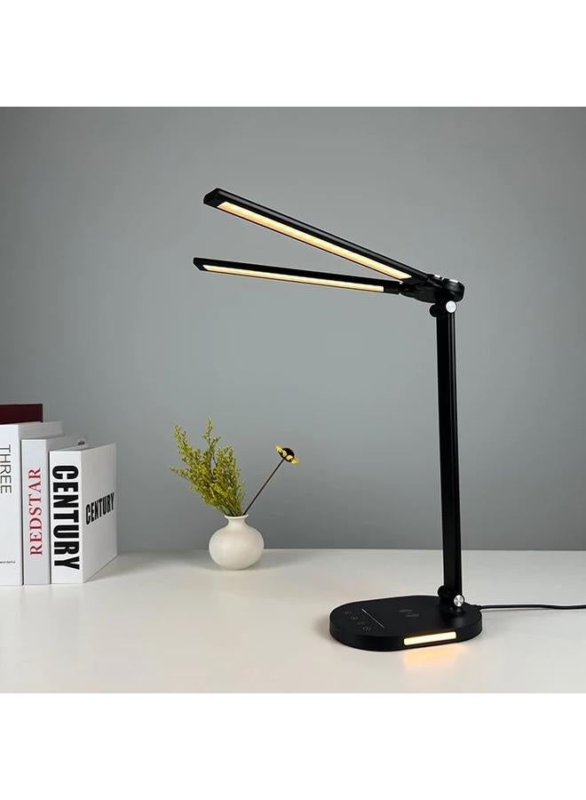 Bluejw New Double-headed Mobile Phone Wireless Charging Eye Protection Desk Lamp Home Night Light Office Metal Folding Piano Lamp - Image 4