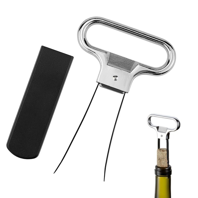 Bukela 2 Pcs Cork Pops Wine Opener, Champagne and Beer Bottle Opener, Two-Prong Cork Puller with Cover, Essential Bar Tools for Wine Lovers, Kitchen Gadget and Wine Accessories - Image 1