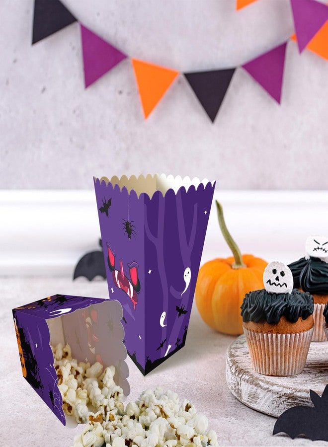 Obbyidk Purple Halloween Party Favor Boxes, Set of 12, Haunted Boo House Popcorn Boxes, Halloween Party Favor Treat Supplies, Ideal For Trick Or Treating, Halloween Event - Image 4