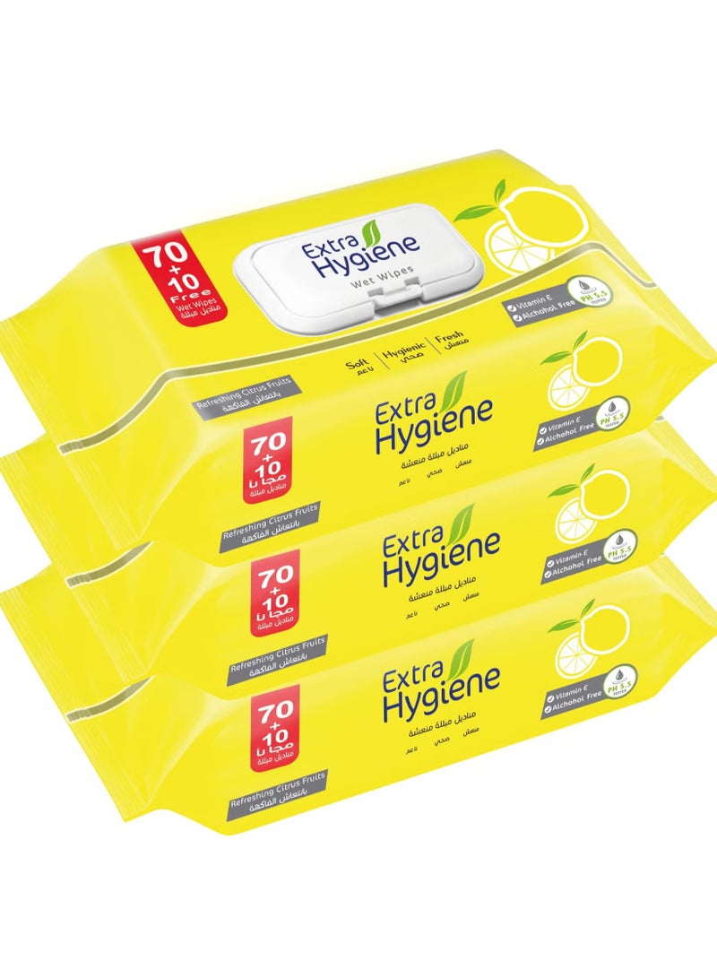 هاي جين هايجن مناديل مبللة للأطفال بانتعاش الفاكهة  70+10 مناديل مبللة 3 قطع