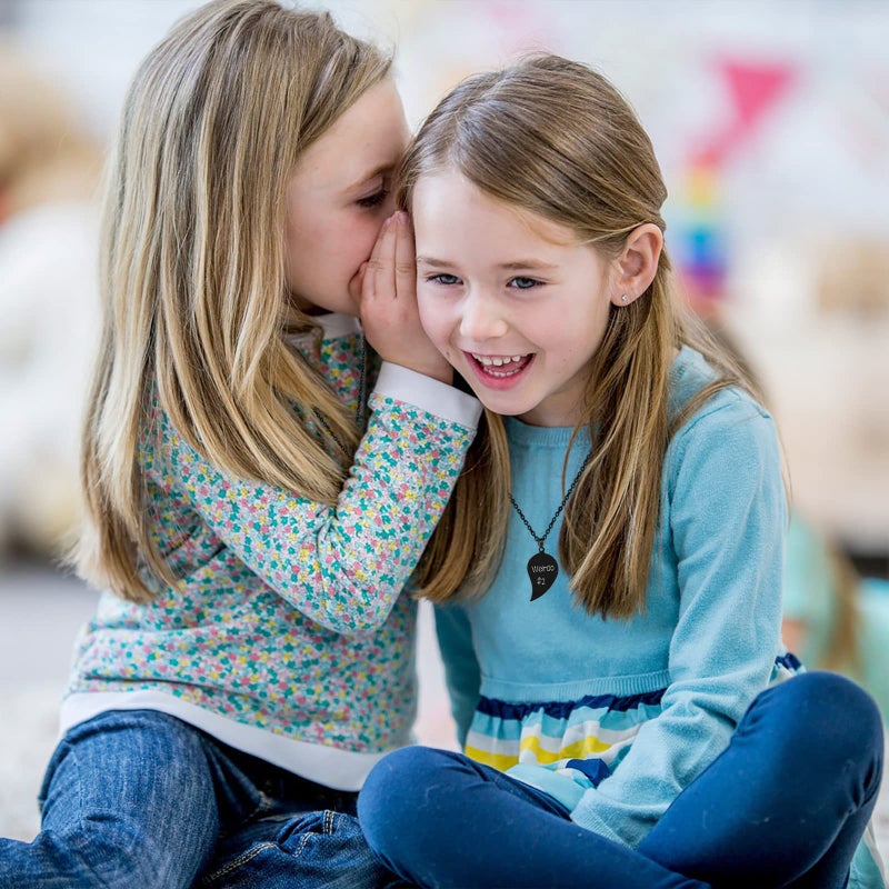 MJartoria Best Friend Necklaces BFF Necklace for 2 Friendship Valentines Gifts Matching Heart Pendant Necklace Best Friends Forever (Black, A-Weirdo 1 Weirdo 2) - Image 3